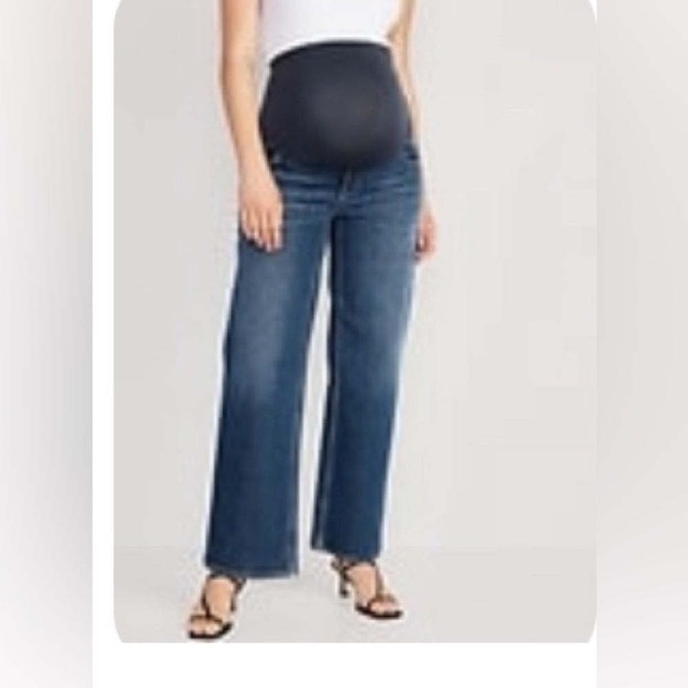 Old Navy Maternity Full Panel Wide Leg Jeans- Dark wash